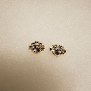 Stamper gold Harley Davidson earrings
